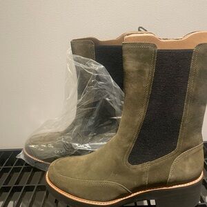 Olive Green Suede Boots